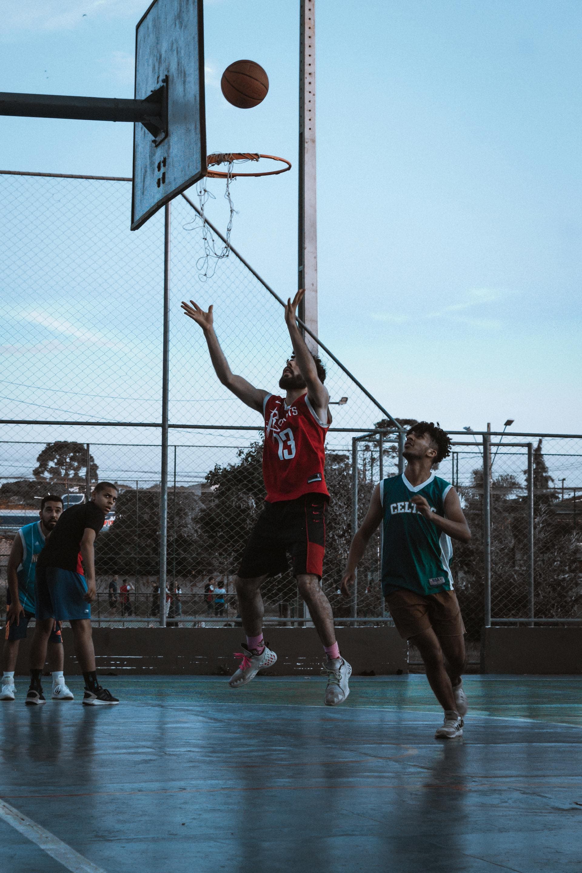 Player shooting a layup