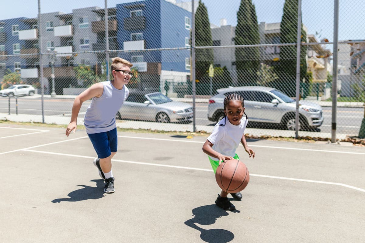 Kids playing basketball